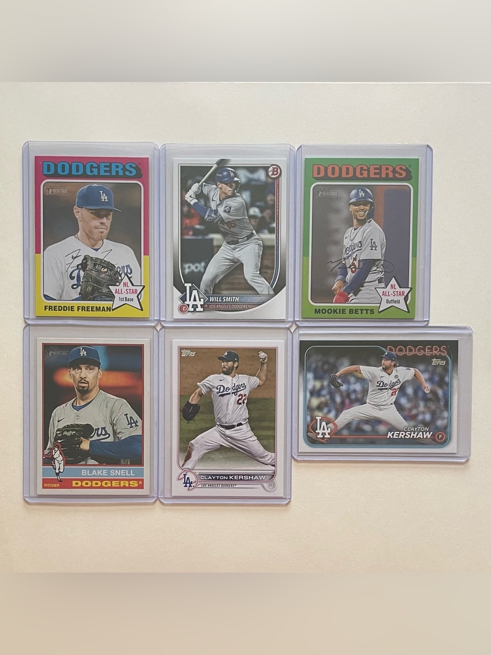 Lot of 6 Los Angeles Dodgers Topps MLB Baseball Cards